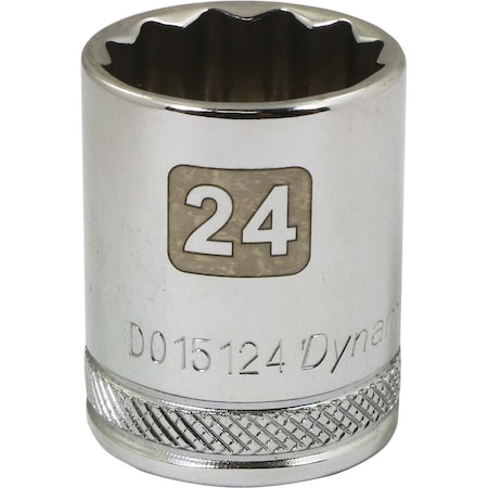 Dynamic 1/2" Drive, 24mm Metric Socket, 12 Points D015124